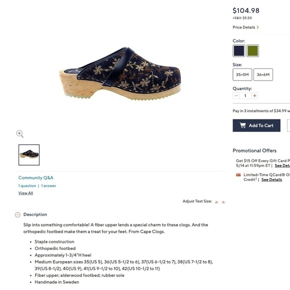 CAPE CLOGS Wooly Shoes Women's Size 5.5-6 Blue Handmade Floral Slip-Ons - Picture 2 of 12